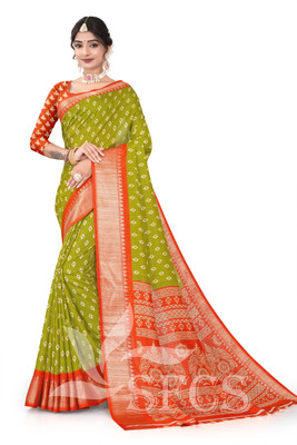 SFCS Printed Kanjivaram Chanderi Saree(Light Green)