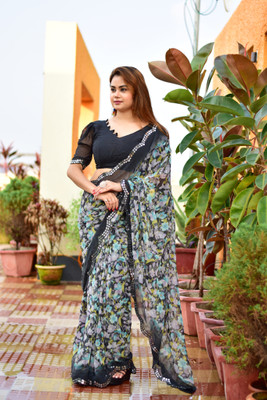 Moda Rapido Printed Bollywood Georgette Saree(Multicolor)