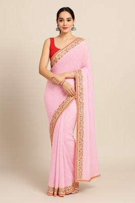 MAHADEV Embroidered Bollywood Georgette Saree(Pink)
