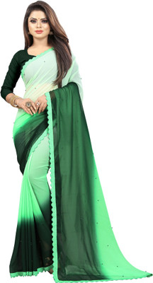 Fashion Day Self Design Bollywood Georgette Saree(Dark Green)