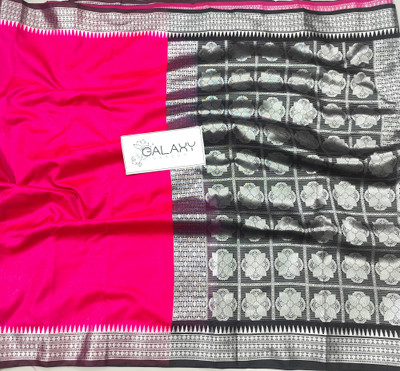 ZIMAL HANDLOOM Solid/Plain Sambalpuri Satin Saree(Pink)
