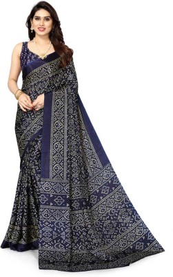 LAXMI Printed Bandhani Silk Blend Saree(Dark Blue)