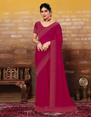 Satrani Dyed, Self Design Bollywood Georgette Saree(Pink)