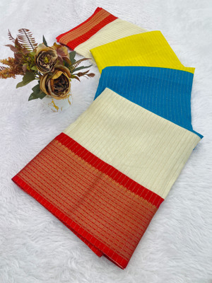 Apnisha Color Block Bollywood Silk Blend Saree(Multicolor)