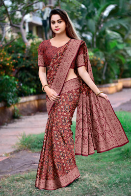 M.B.ENTERPRISE Digital Print Banarasi Crepe Saree(Purple)