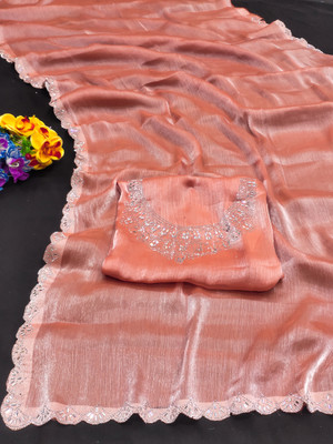ZOYAL ENTERPRISE Embroidered Bollywood Jimmy choo Saree(Pink)