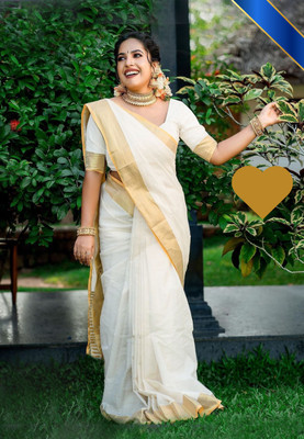 ShriSaree Woven Kasavu Pure Cotton Saree(White)