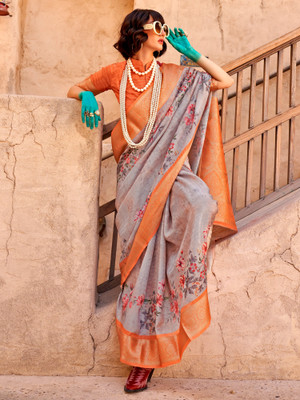 Tasrika Woven Chinnalapattu Georgette Saree(Grey)