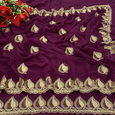 Miloz Embroidered Bollywood Georgette Saree(Magenta)