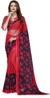 RUNAYA NX Digital Print Daily Wear Chiffon Saree(Red)