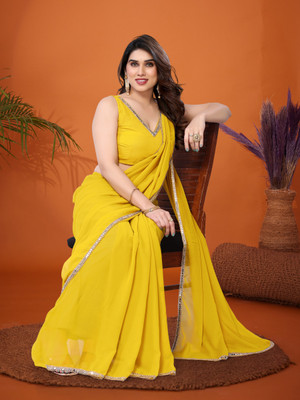 Divastri Embellished Bollywood Georgette Saree(Yellow)