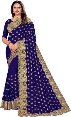 Jeel Fashion Embroidered Bollywood Georgette Saree(Blue)