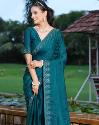 Satrani Self Design, Embellished Bollywood Georgette Saree(Blue)