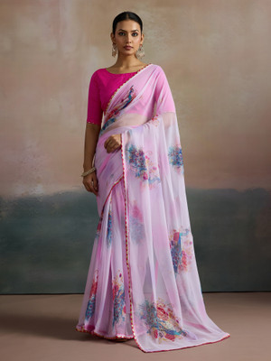Divastri Printed Bollywood Georgette Saree(Pink)