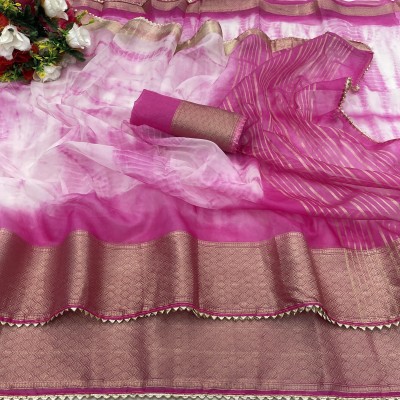 Adiyogi Enterprise Embellished Bollywood Organza Saree(Pink)