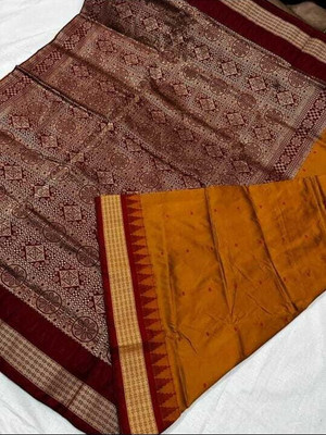 Ajmera collection Woven Sambalpuri Art Silk Saree(Mustard)