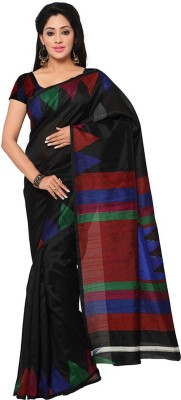 Ratnavati Digital Print Daily Wear Cotton Blend, Art Silk Saree(Black)