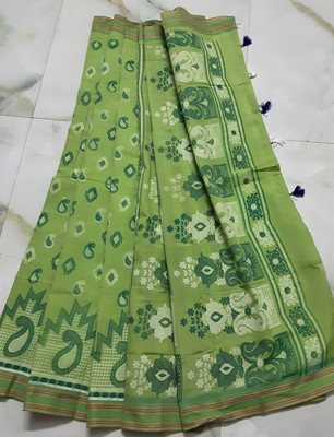 Tarun majumder Printed Bollywood Polyester Saree(Green)