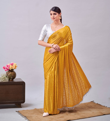 DIVYASHAKTI FASHION Embellished Bollywood Lycra Blend Saree(Mustard)