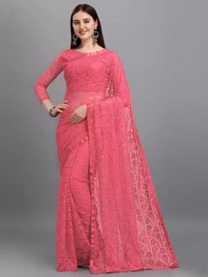 nilkanth Self Design Bollywood Net Saree(Pink)
