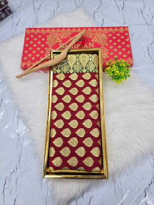Tilfelle Woven, Embroidered Banarasi Satin Saree(Maroon, Green)