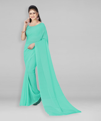 kashvi sarees Solid/Plain, Dyed Daily Wear Georgette Saree(Light Blue)