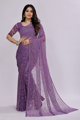 Manthan Creation Self Design Daily Wear Brasso Saree(Purple)