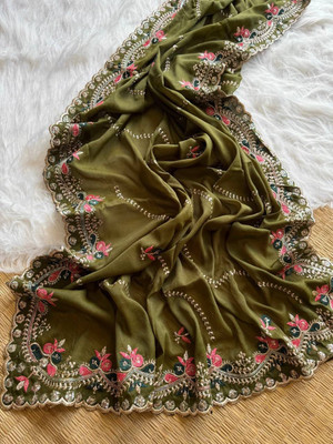 Savitri tex Embroidered Bollywood Georgette Saree(Green)