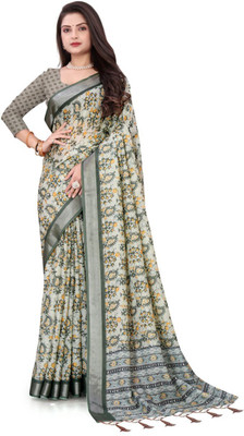 ANVI PRINTS Digital Print Bollywood Linen Saree(Multicolor)