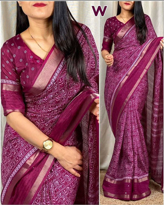 NEWOMDESIGNER Printed Bollywood Georgette Saree(Purple)