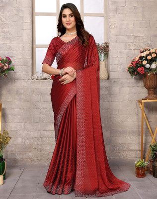 YASHIKA Embellished Bollywood Chiffon Saree(Maroon)