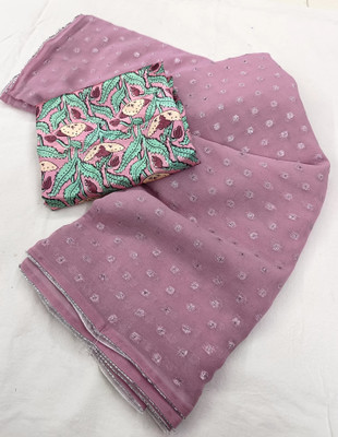 Dhanlaxmi CreationLLP Woven, Dyed, Solid/Plain Bollywood Georgette Saree(Purple)