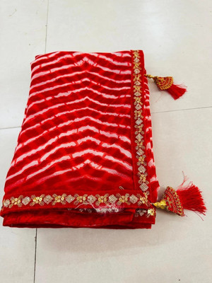 S.R.TEXTILES Printed Bandhani Georgette Saree(Gold)