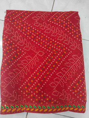 Shikha creation Printed Bandhani Georgette Saree(Red)