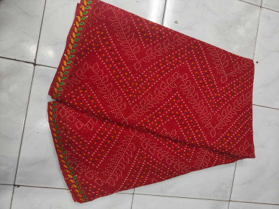 Shikha creation Printed Bandhani Georgette Saree(Red)