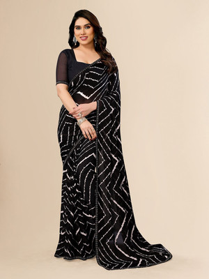 Moda Rapido Printed Bollywood Georgette Saree(Black)