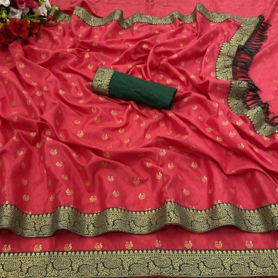 JAY BHAWANI TEX FAB Animal Print Ikkat Silk Blend Saree(Pink)