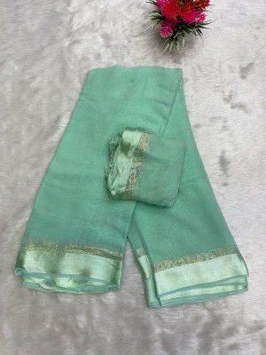 VINIT ENTERPRISE Solid/Plain Bollywood Viscose Rayon Saree(Blue)