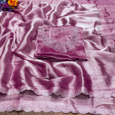 ZOYAL ENTERPRISE Self Design Bollywood Jimmy choo Saree(Pink)