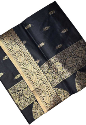 Zahidandsons Woven Banarasi Handloom Art Silk Saree(Black)