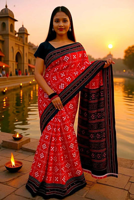 kalyani nx Printed Sambalpuri Pure Cotton Saree(Multicolor)