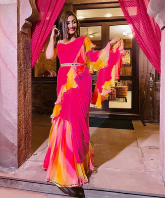 RUKHA FAB Self Design Daily Wear Georgette, Pure Silk Saree(Pink)