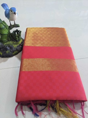 R K TEX Woven Handloom Art Silk Saree(Pink)