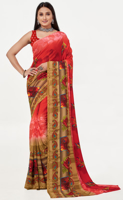 Leelavati Printed Bollywood Georgette Saree(Red)