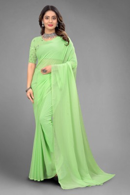 Tejal Creation Embroidered Bollywood Georgette Saree(Light Green)