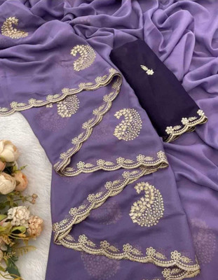 ADVIK CREATION Embroidered Bollywood Georgette Saree(Purple)