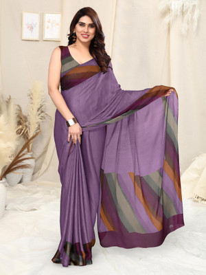 MIRCHI FASHION Striped Leheria Chiffon, Georgette Saree(Purple, Magenta, Multicolor)