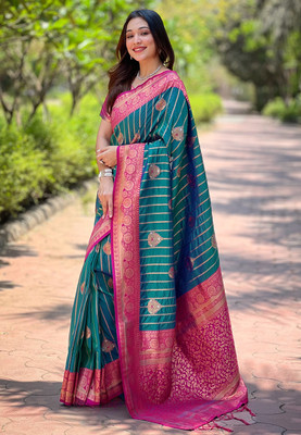 Nayanthara Trends Woven Banarasi Silk Blend Saree(Multicolor)