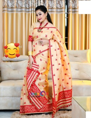 Canizzaro Woven Mekhela Chador Silk Blend Saree(Beige)