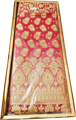 Saree House Woven Banarasi Handloom Silk Blend Saree(Red)
